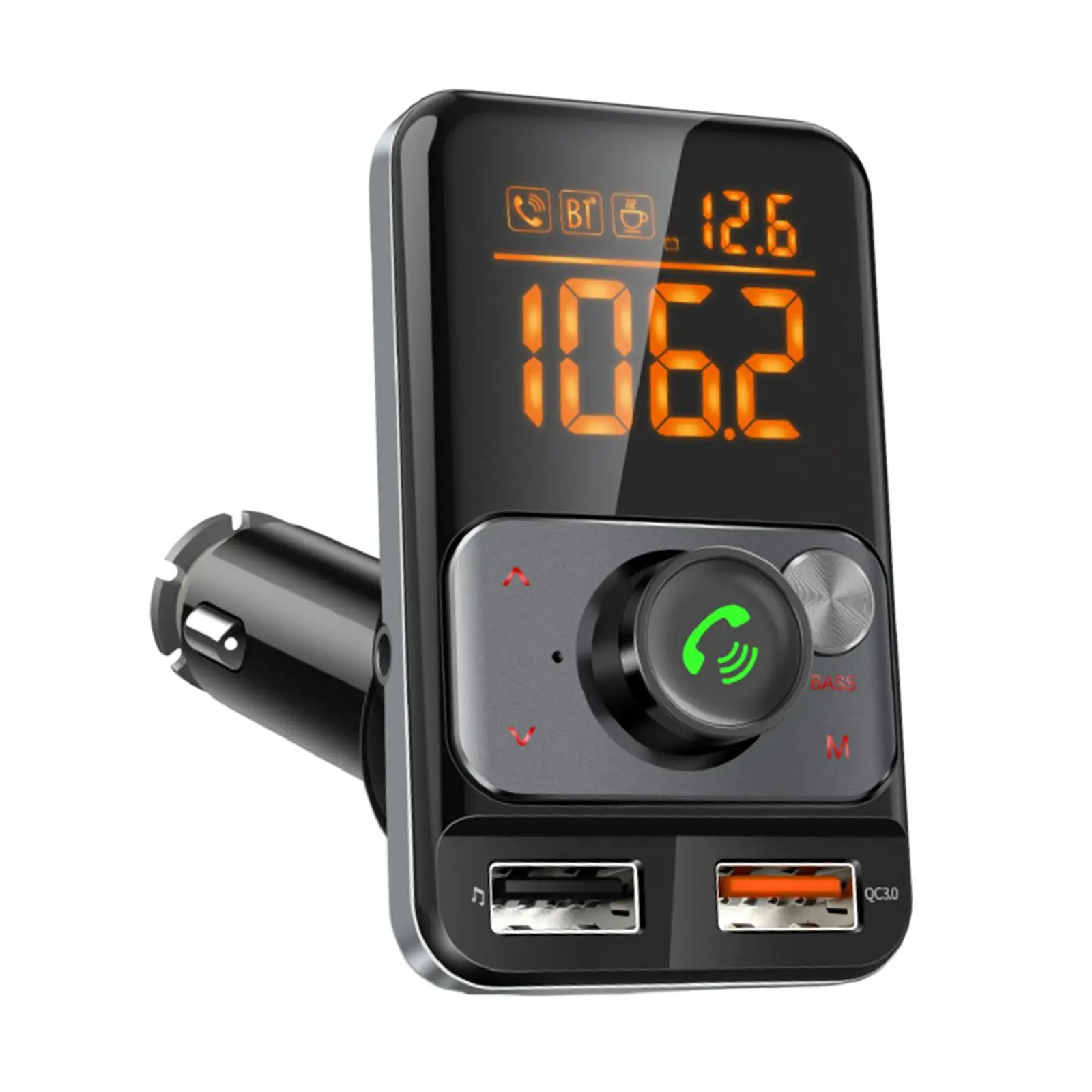 Bluetooth Fm Transmitter Led Display Handsfree Call Low Latency Music