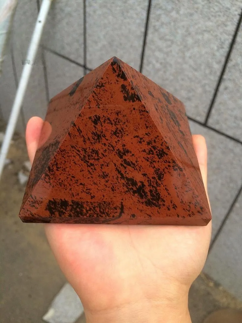 

Beautiful Red Obsidian Crystal Feng Shui Pyramid, Reiki Healing, Room Decoration Gifts
