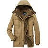 Men's Winter Jacket Parka Plus Velvet Thick Multi Pocket Jackets Solid Parkas Male Plus Size Windproof Fleece Warm Thick Coats 2