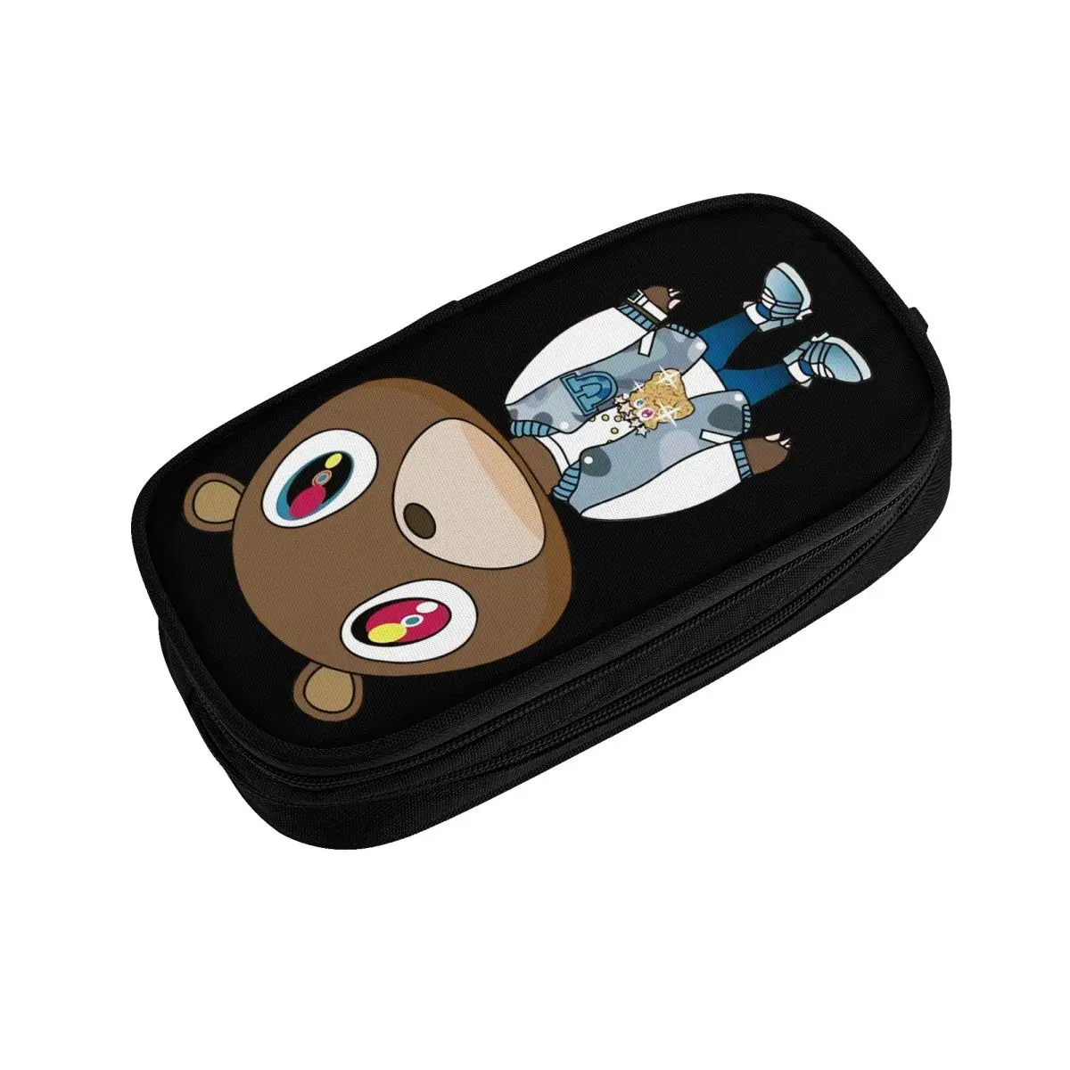 사용자 정의 Kanye West Bear Kawaii 연필 케이스 소녀 소년 대용량 연필 주머니 학교 액세서리