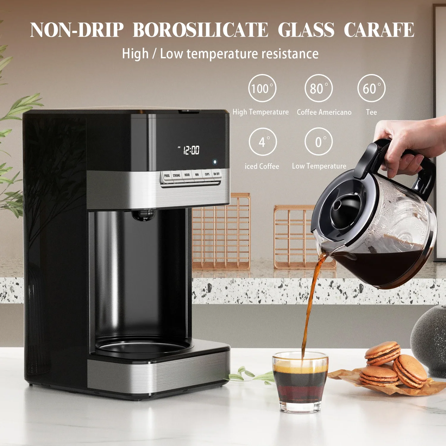 Modern new coffee machine, temperature controlled electric coffee machine GN321TB 5
