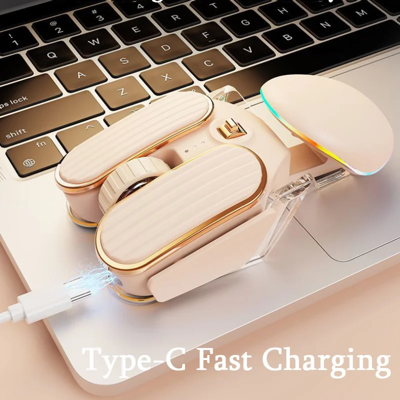 CHYI Bluetooth 2.4G Wireless Mouse Rechargeable Type-C Dual Mode Silent 2400DPI for Laptop PC
