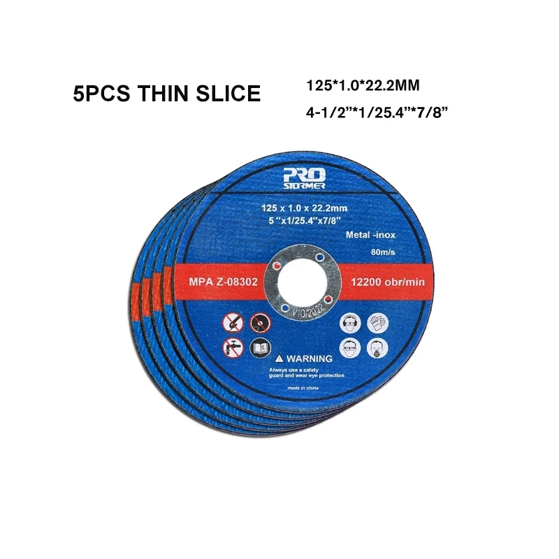PROSTORMER 1mm/3mm 115mm/125MM Grinding Wheel Slice 5 Pieces Suitable for 20V Cordless Electric Angle Grinder