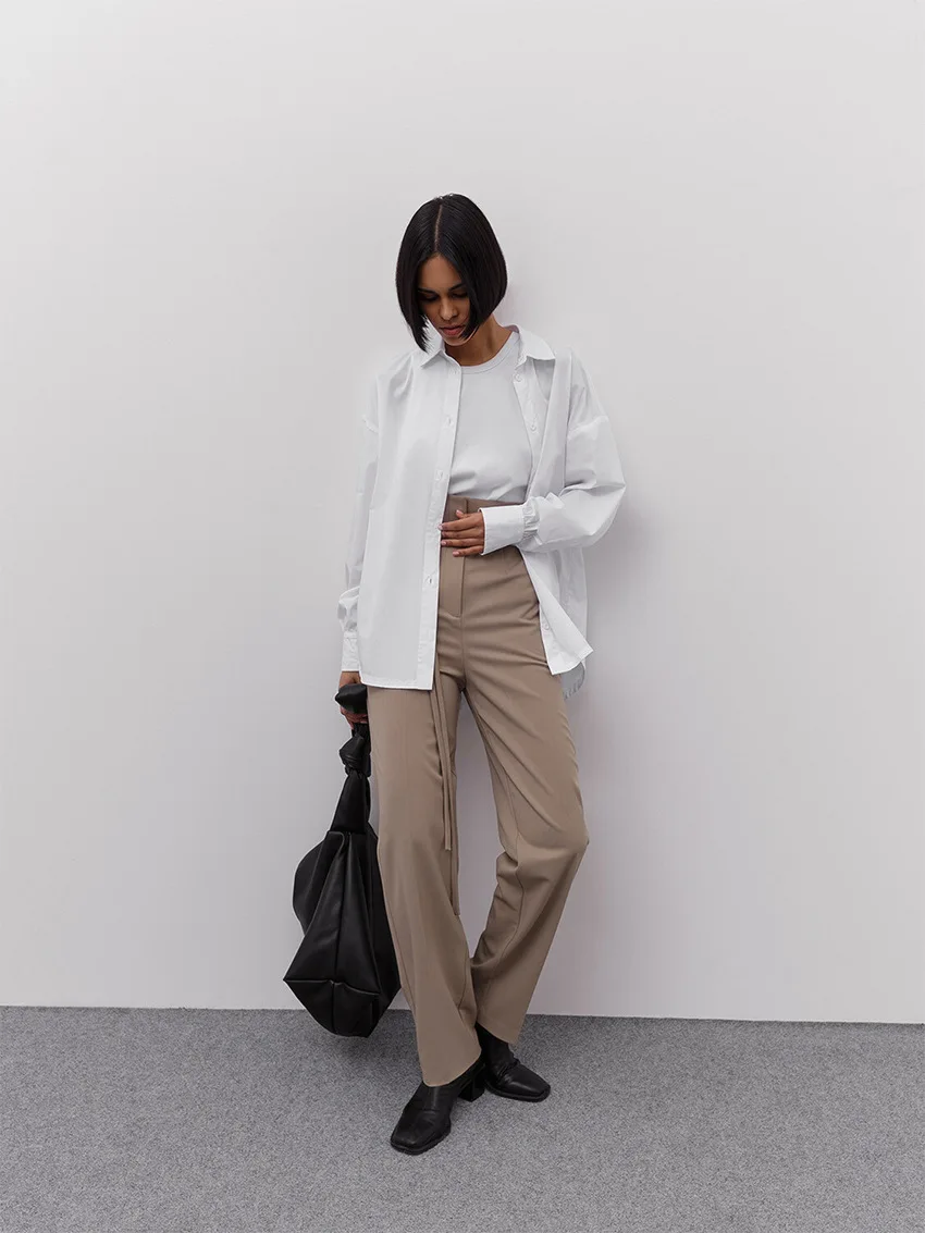 chino pants Sister Fara New Straight Lace Up Suit Pants Women Spring High Waist Wide Leg Pants Autumn Female All-match Full Length Trousers baggy pants