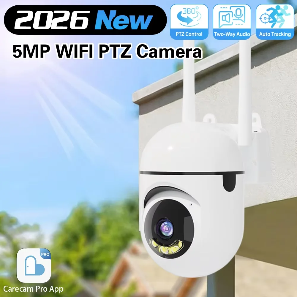 Mini Telecamera WiFi 5MP PTZ per Casa, Telecamera IP con Audio Bidirezionale, Telecamera di Sorveglianza Wireless con Tracciamento Automatico, Telecamera di Sicurezza CCTV