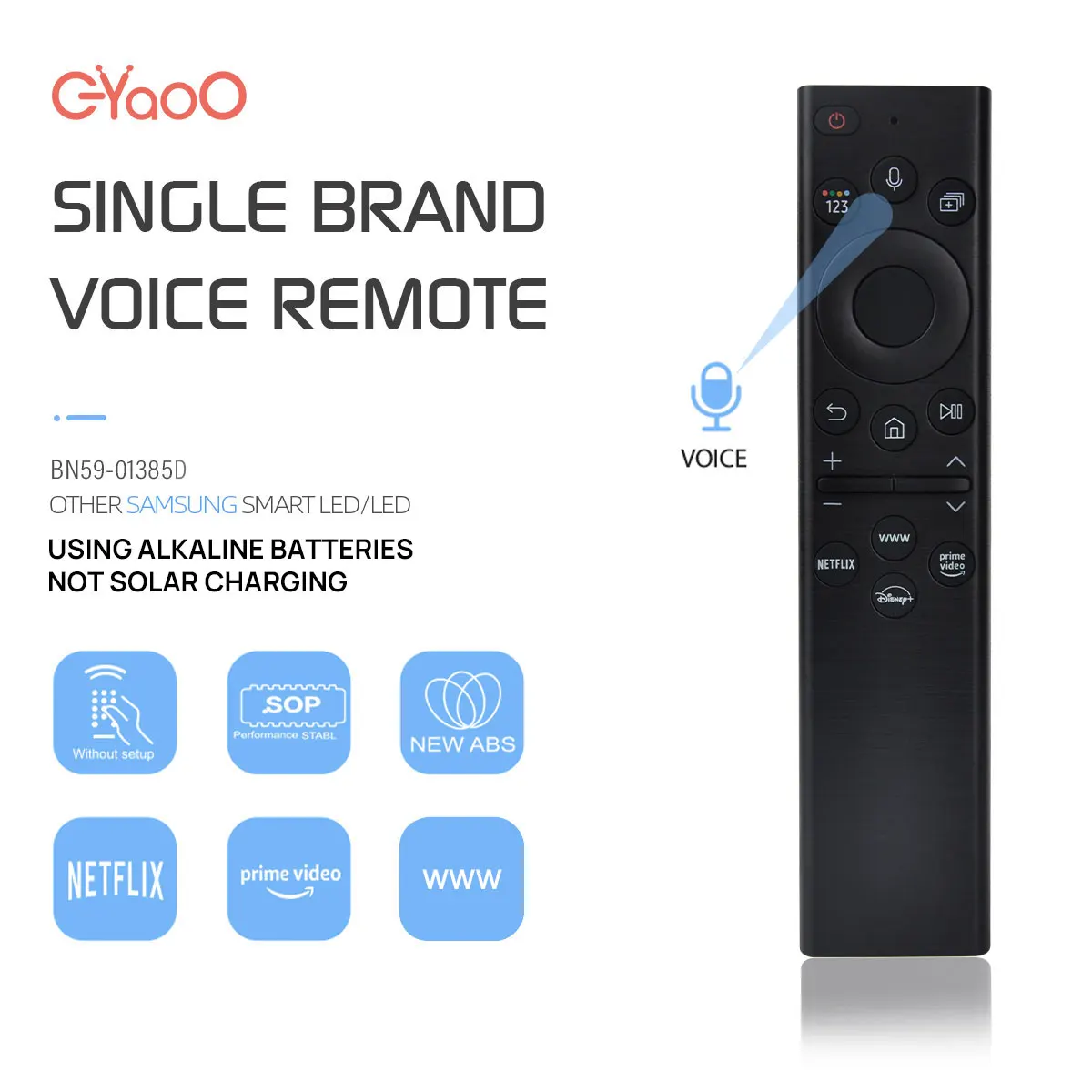 Telecomando Vocale Tv Bn59-01385D Per Samsung Qled 4K 8K Crystal Series Tm2280E Smart Tv Senza Solare