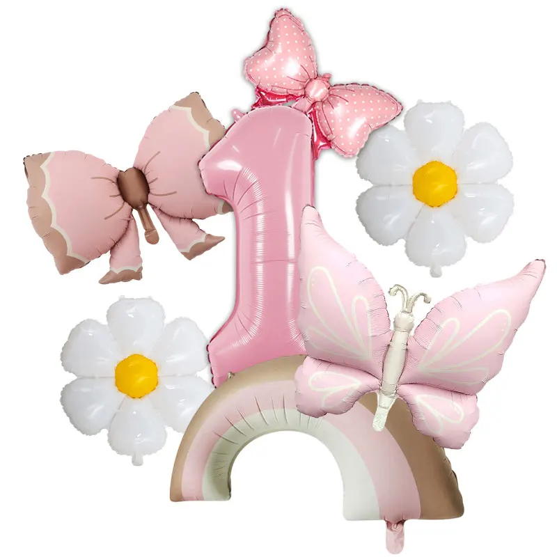 Rosa Schleife Geburtstag Party Dekoration Geschirr Tassen Teller Servietten Ballon Set Geschenktüte Banner Kuchen Topper Mädchen Kind Partyzubehör – Detail 36