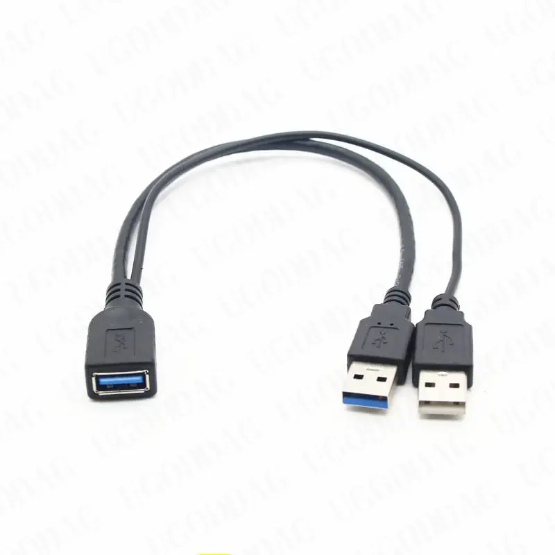 Usb 3.0 Fêmea para Dupla Usb Macho com Dados de Energia Extra y Cabo de Extensão Usb um Fêmea Dois Macho Cabo de Carregamento de Dados 30cm - Imagem 3