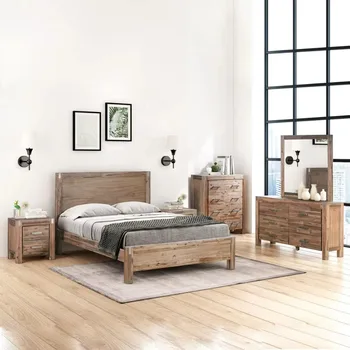 Modern Acacia Solid Wood Bedroom Set – Customizable Size & Color 1