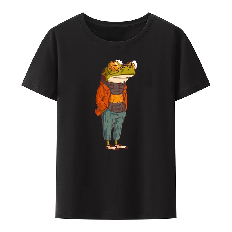 

Casual Frog Cotton T-shirts Pattern Unique Printed T-shirt Top Y2k Cool O-neck Funny Leisure Nostalgia Camisa Slim Xxx Goth Gift