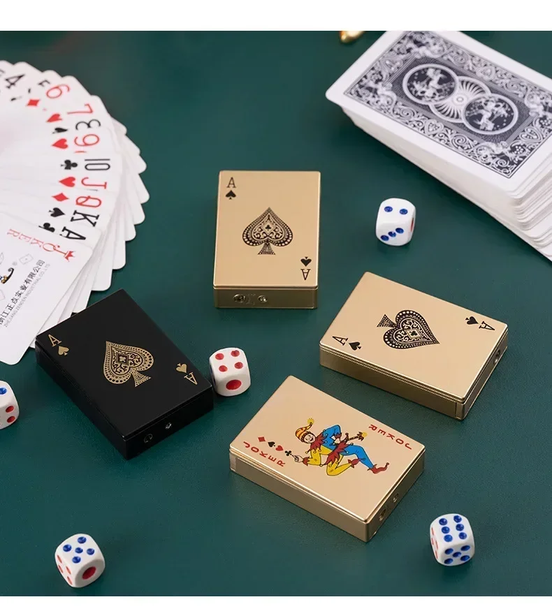 Creative Playing Card Lighter Jet Flame Butane Torch Lighter Side Slip Ignition Windproof Cool Lighters Smoking Accessories