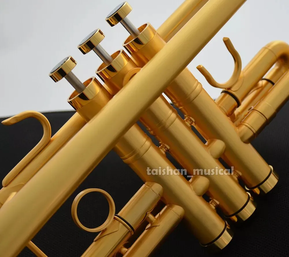 Brushed 24K Gold Trumpet Detachable 2 Bell Double trumpets Case