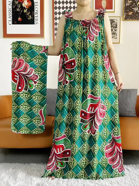110475-e48131.jpg Robe d'été en fibre de coton avec écharpes pour femmes, sous-robe, Abaya Dashiki, Maxi Lady Robe, Kaftan, Robe éducative, 2024