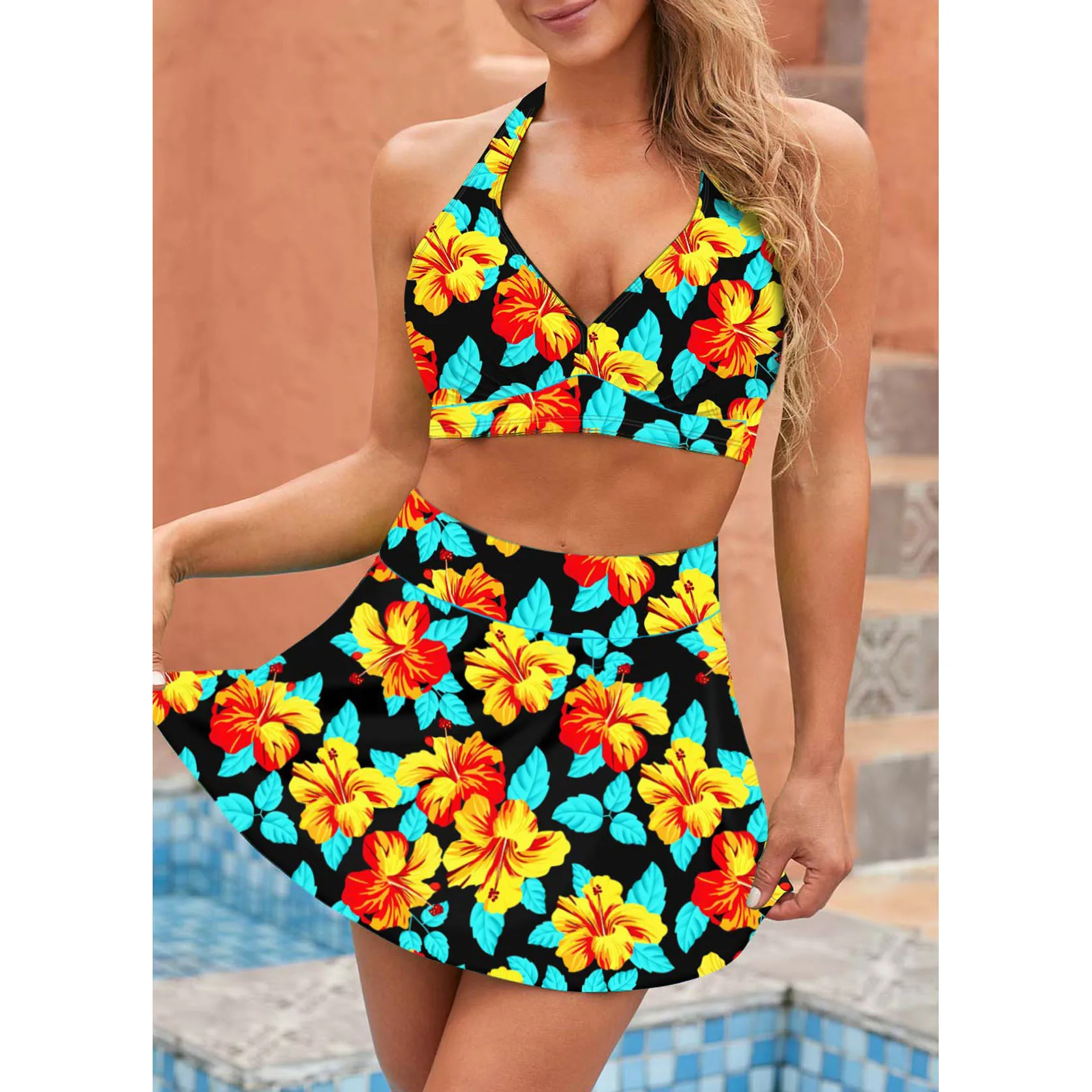 Conjunto de Praia Estampado Floral Branco: Perfeito para o Verão! 17 S119ad19fe1bd45e89fa2b6806f94bac74