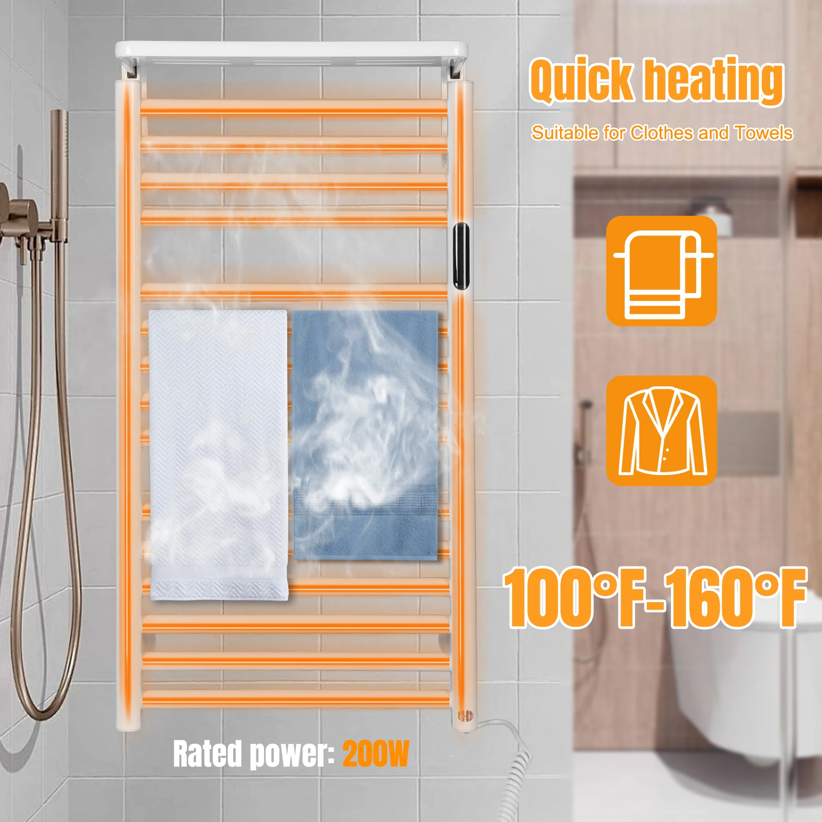 15 Bars Towel Warmer Racks with Timer & Temperature Control Home Towel Radiator IP56 Waterproof for Family Swimming Pool Salon