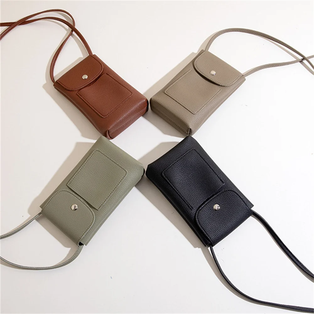 Girl Women Wallet Shoulder Mini Leather Bags Straps Mobile Phone Big Card Holders Wallet Handbag Money Pockets Girls Small Bags