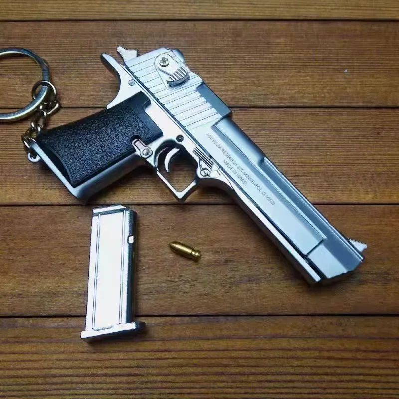 Csnoobs Mini 1:3 Desert Eagle Pistol Alloy Gun Model Keychain Gold-plated Bag Pendant Detachable Toy Gun For Adult Kids Gift 3