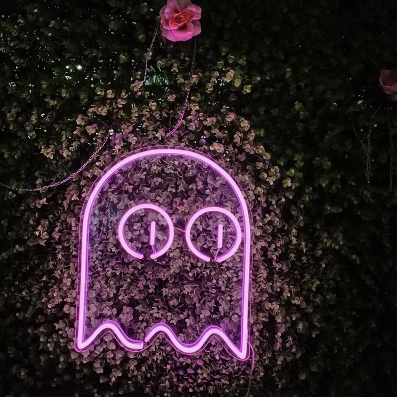 

Ghost Shape Pop Led Neon Sign Silicone 12v Neon Light Game Shop Room Halloween Party Children Room Decoration Kids Gift