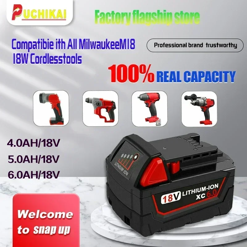 

Original 18V 18650 lithium-ion rechargeable battery suitable for Milwaukee M18 power tools 48-11-1815 48-11-1850 48-11-1860 Z50