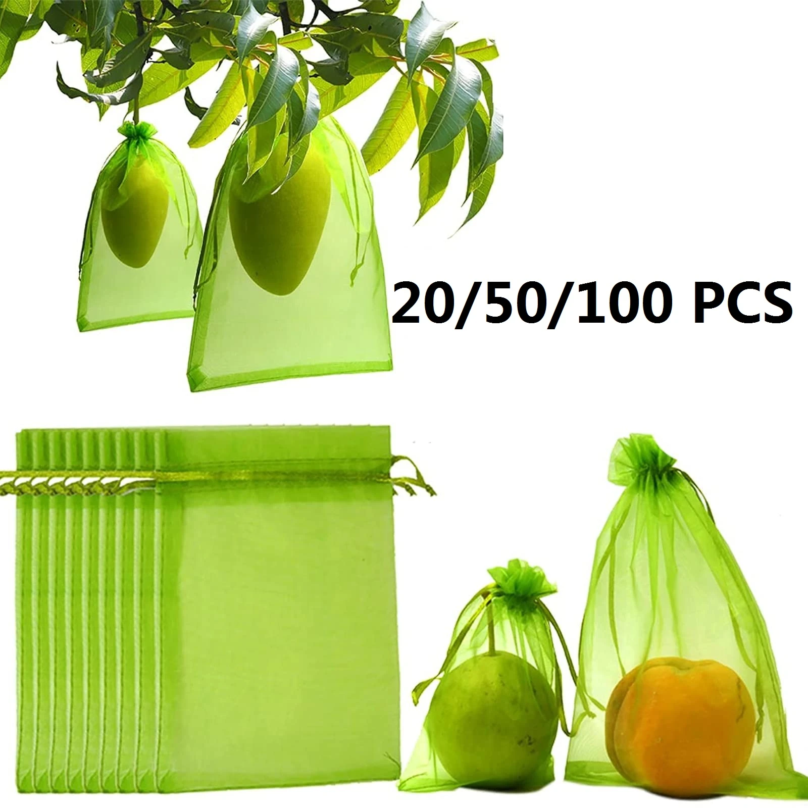20/50/100PCS Grapes Fruit Protection Bags Garden Mesh Bags Agricultural Orchard Pest Control Anti-Bird Netting Vegetable Bags