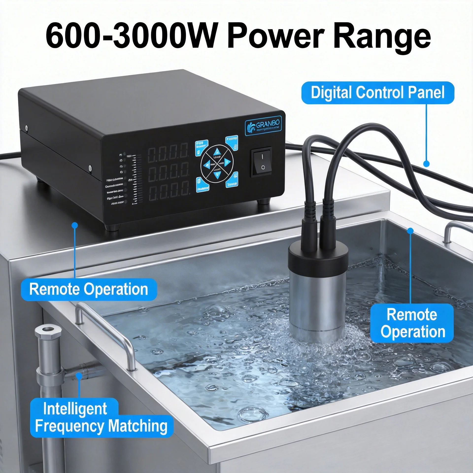 Granbo Ultrasonic Cleaning Generator Controller 600W-3000W Multi-Frequency 25KHz-120KHz for Industrial And Commercial Use 1