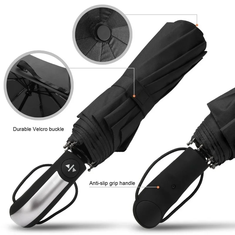 Wind Resistant Folding Automatic Umbrella Rain Women Auto Luxury Big Windproof Umbrellas Rain for Men Black Coating 10K Parasol folding umbrella automatic umbrella wind resistant umbrella windproof umbrella