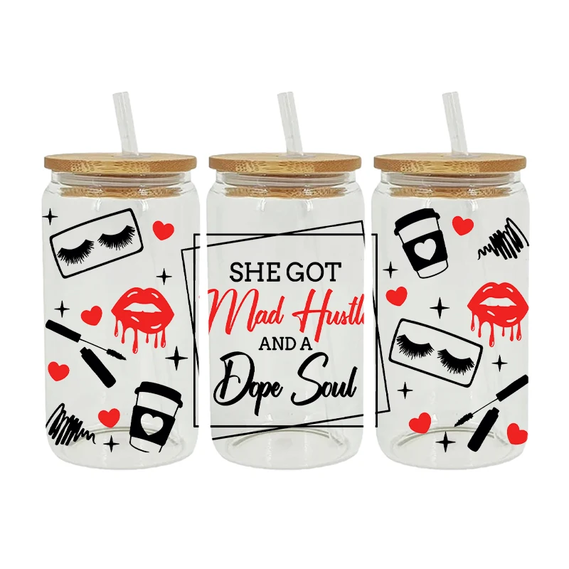 UV DTF Transfer Sticker Make up For The 16oz Libbey Glasses Wraps Bottles Cup Can DIY Waterproof Decals D8607