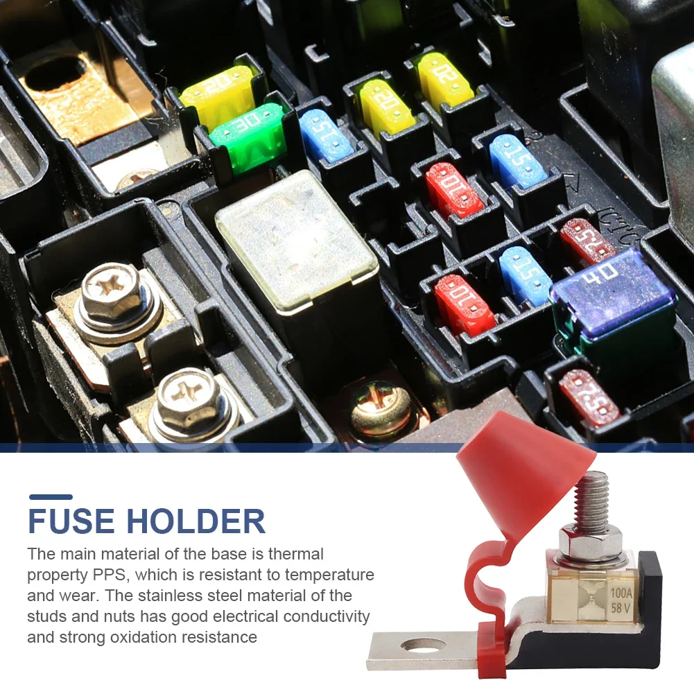 M8 Terminal Mount Fuse Block Kit 30A-300A 58V Ring Fuse Marine Battery Terminal Holder Ignition Protection For Boat Truck RV