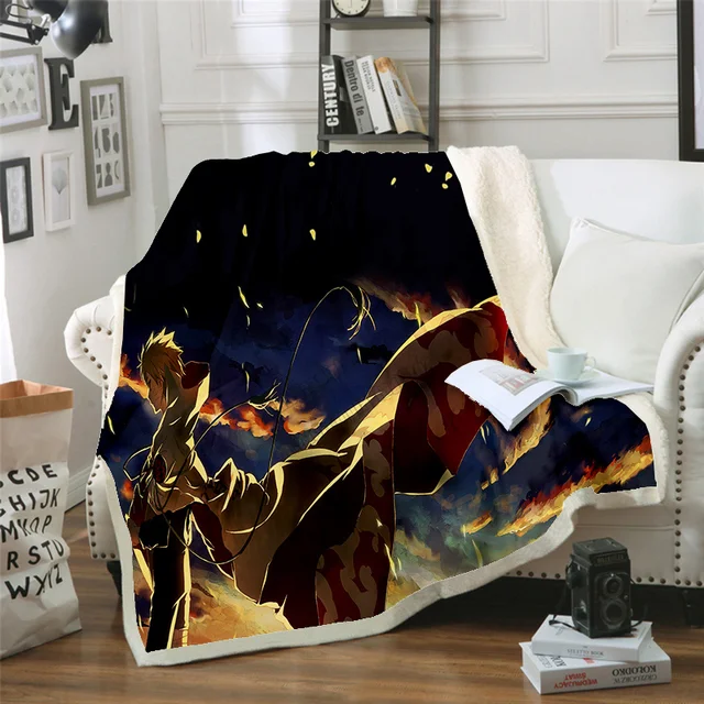 Anime blanket Naruto print Plush Throw Blanket Sherpa Fleece Bedspread Blanket Keep warm in autumn and winter wool soft Blanket 2