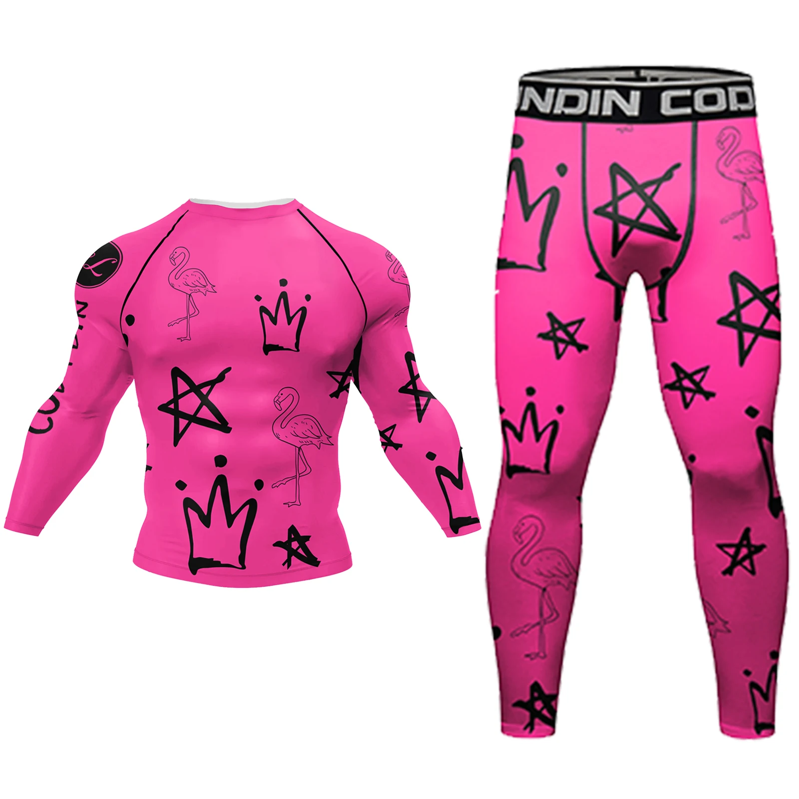 Cody Lundin Men Active Wear Pink Athletic Gym T-shirt uv protection Men Rash Guard BJJ jiu jitsu Rash Guard MMA Grappling Shorts 4