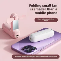 Portable Foldable Fan Handheld Fan 270 ° Adjustable Mini Fan Rechargeable 5-in-1 Bracket/Mirror/Flashlight/Fan/Power Bank 1