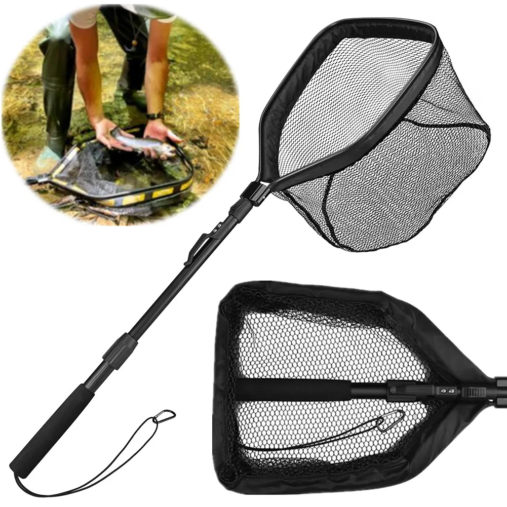 Fishing Net Fish Landing Nets Foldable Triangle Telescopic Rod Rubber  Coated Floating for Freshwater Saltwater Fish Catching - AliExpress