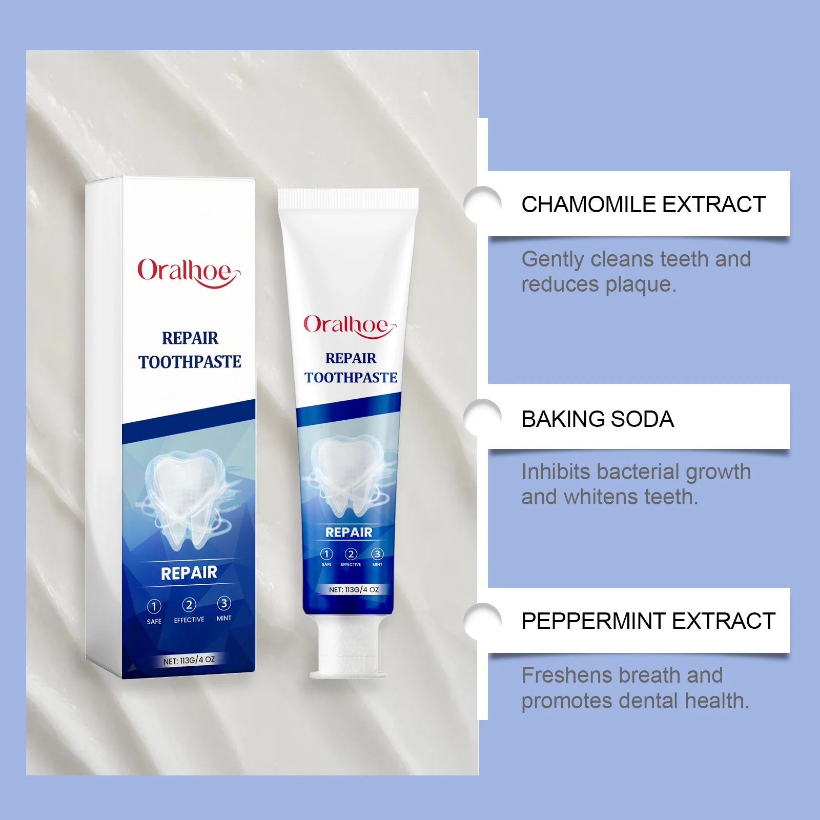 Fluoride Free Toothpaste Dental Caries Repair Anti Decay Brightening Tooth Oral Cleaning Remove Stain Freshens Breath Toothpaste teeth whitening product teeth whitening essence tooth powder teeth health product