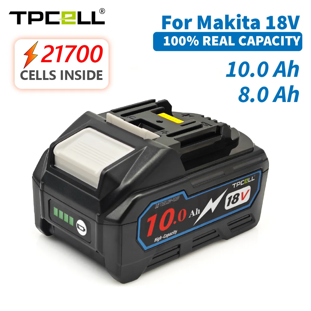 Tpcell 18 V 8Ah/10Ah Per Makita 18 V 21700 Batteria Utensili Elettrici Li-Ion Sostituzione Lxt Bl1850 Bl1840 Per Cacciavite 18 V Con Bms