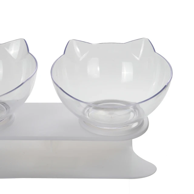 Double Cat Bowl Elevated Pet Non-Slip Water Feeder Bowl with Inclination Stand Small Medium Cat Dog Drinking Bowl Kitten Supples 5