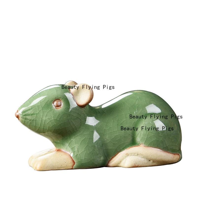 Small Twelve Zodiac Tea Pet Creative Simplicity Ge Kiln Opening Can Nourish Tea Ceremony Ornament