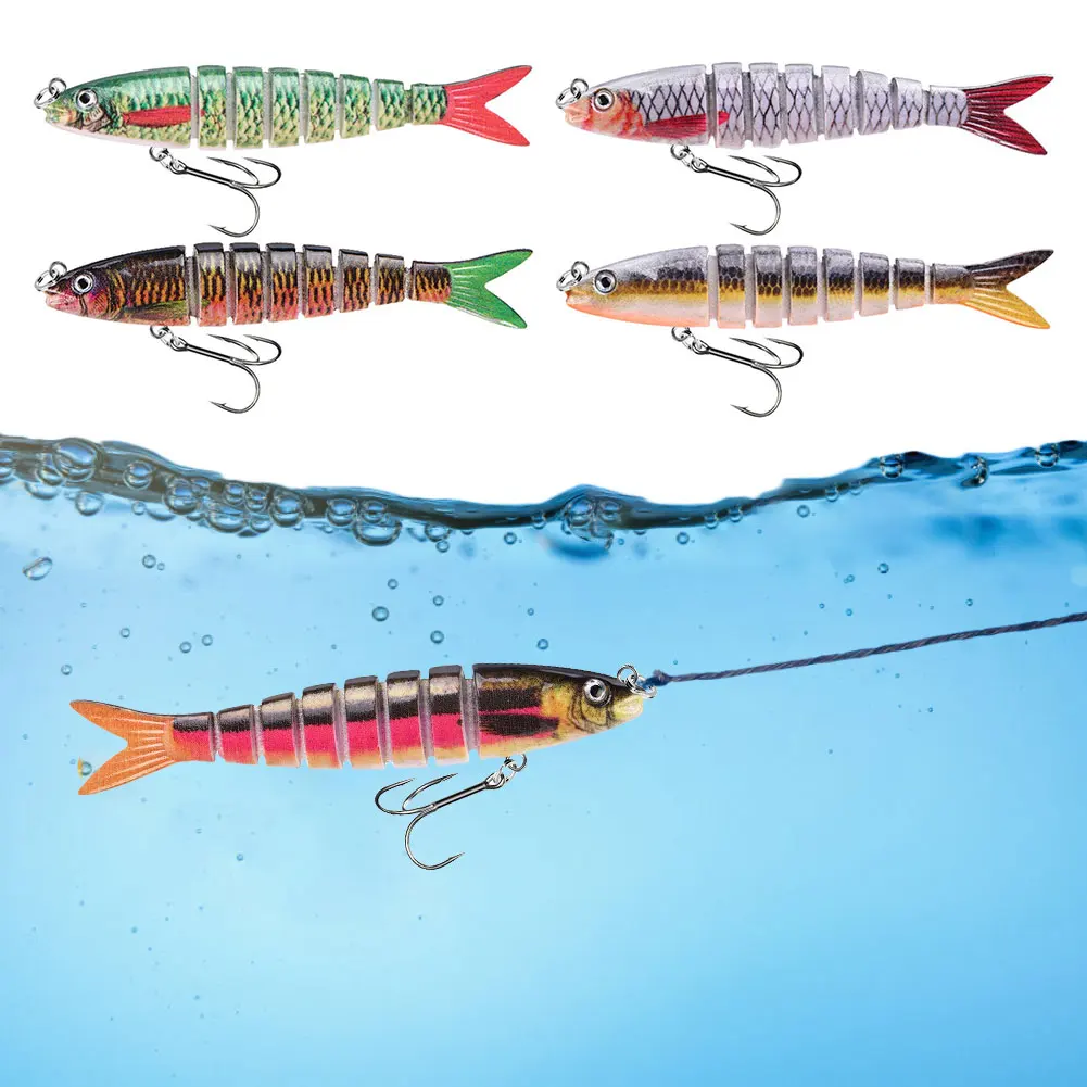5Pcs Multi Jointed Swimbait with Treble Hooks Sinking 3
