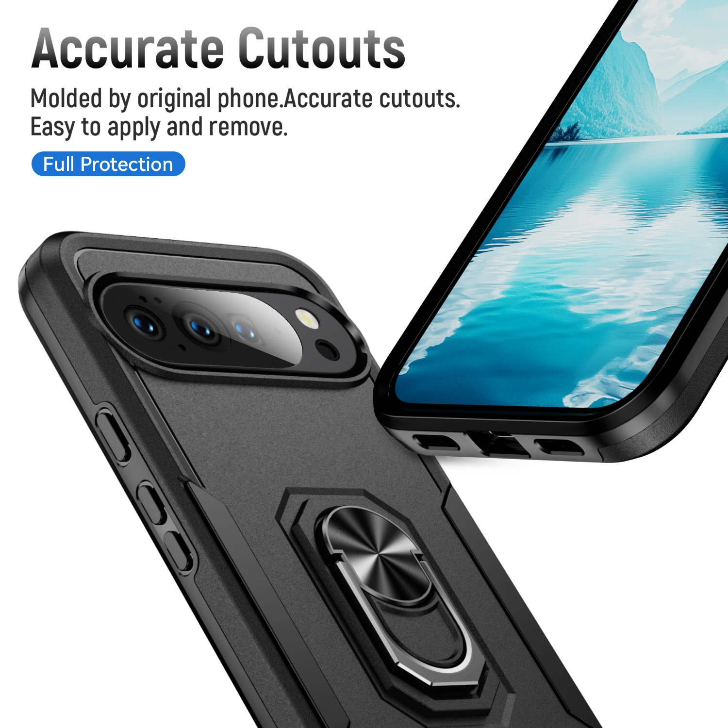 Ultimate Military-Grade Magnetic Ring Stand Case - Heavy-Duty Rugged Shockproof Matte Hybrid Defender Cover