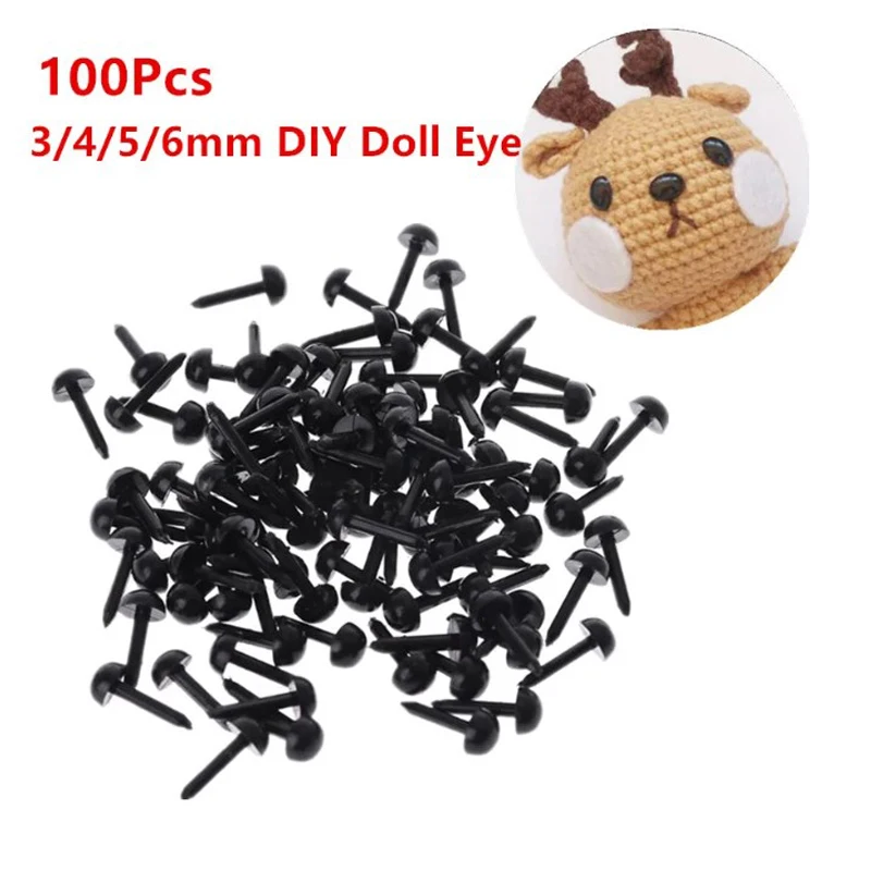 

100 шт. 3 мм/4 мм/5 мм/6 мм «сделай сам» для куклы, пластиковые черные булавочные защитные глаза для Хана