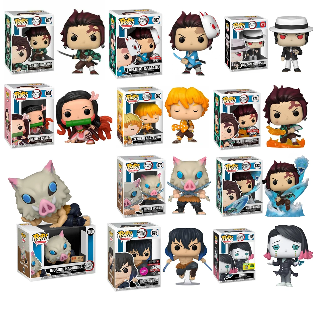 thumbnail image 1 of Funko pop Demon Slayer Tanjiro Kamado #867 Nezuko #868 ZENITSU AGATSUMA #869 INOSUKE HASHIBIRA #870 figura de vinilo juguetes modelos de muñecas, 1 of 5