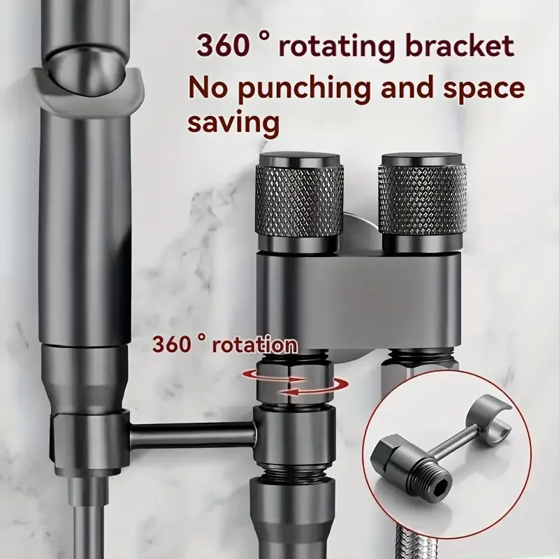 Handheld toilet spray gun kit - easy to clean, battery free, with 2-in-1 angle valve for efficient deep bathroom cleaning