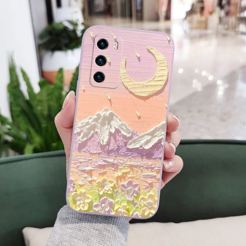 Artistic Oil Flower Design Liquid Silicone Phone Case - Elegant and Durable Cover