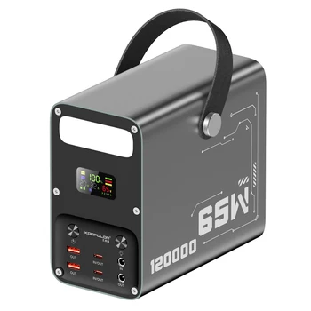 120000mAh Power Station – 65W PD Fast Charging, LiFePO4 Portable Power Bank with DC 12V Output, Flashlight & Digital Display