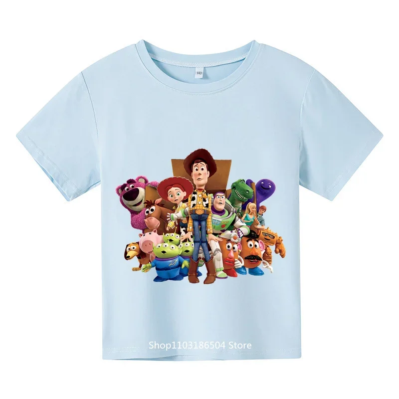 2024 Kids Wear Cute Toy Story Kids Wear Boys Girls Student Sweatshirts Short sleeved Summer outdoors ages 4-14 5