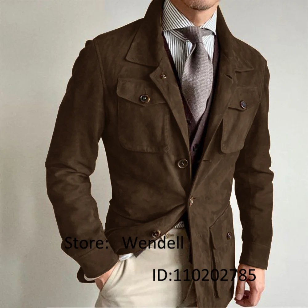 Men's Suede Jacket Puffa Vintage Punk Outerwear Tailored Casual Coat Bombers Jackets Y2k Luxury Clothing Luxury Military