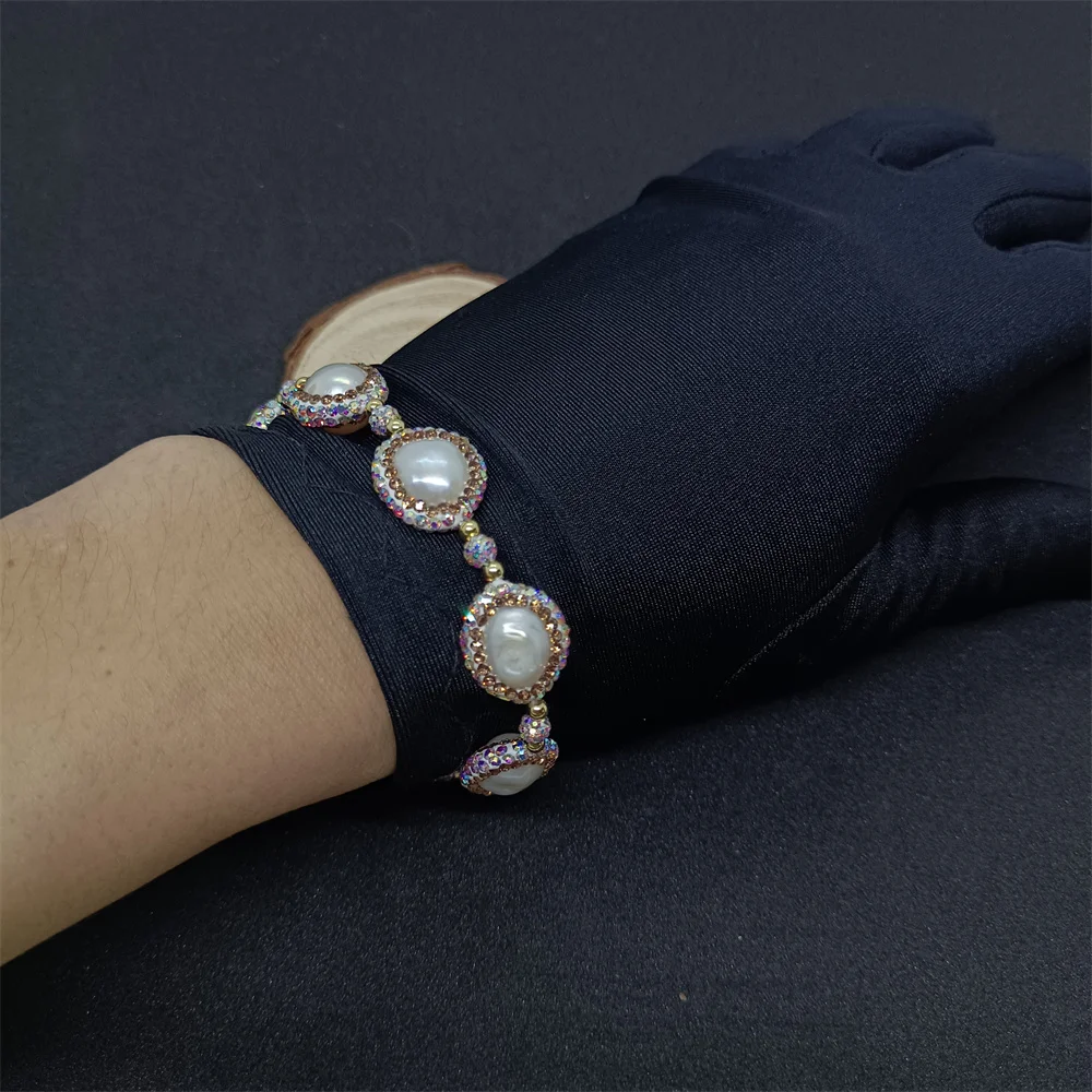 New Irregular Pearl Bracelet Women's Personalized Fashion Elegant Luxury Ladies Inlaid with rhinestone Exquisite DIY Jewelry