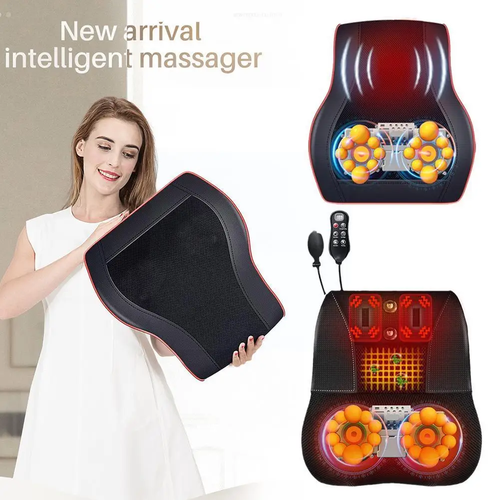 

Electric Shiatsu Head Neck Cervical Ttraction Body Pillow Heating Device Back Vibrating Massage with Car Pillow Massager H2K4