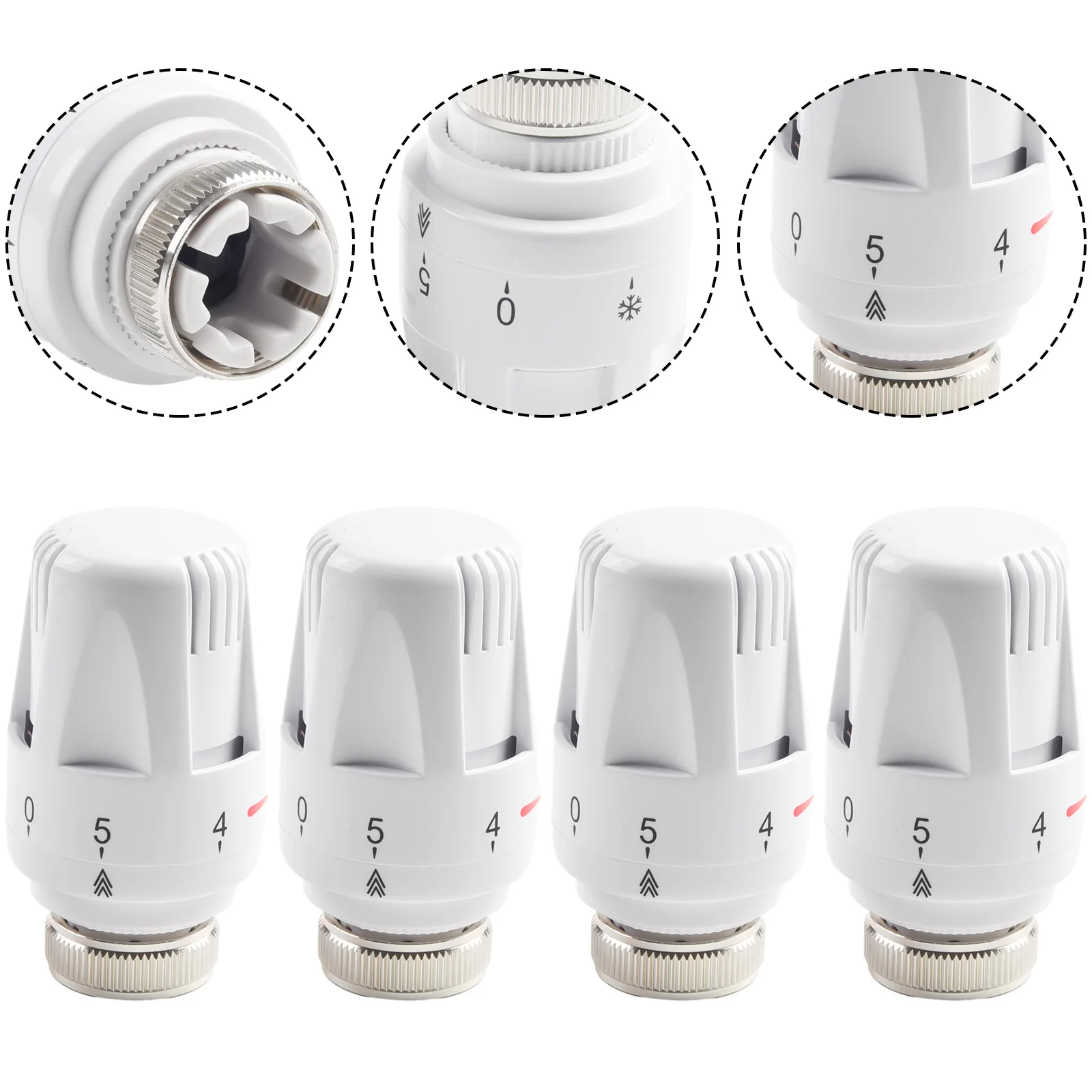 

Brand New Thermostatic Head Accessories 4Pcs 9x5cm Adjustment Hand Wheel Radiator Alloy Temperature Control Valve