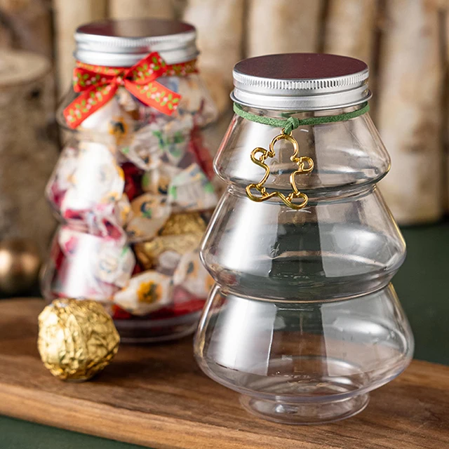 Vintage Christmas Candy Jar Clear Glass Holiday Jar With Lid