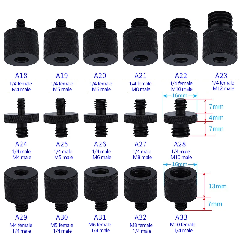 

Преобразующий винт с двумя гайками для крепления штатива 1/4toM4 M5 M6 M8 M10 дюймовый кронштейн для проектора адаптер конвертер для DSLR камеры штатива Acc